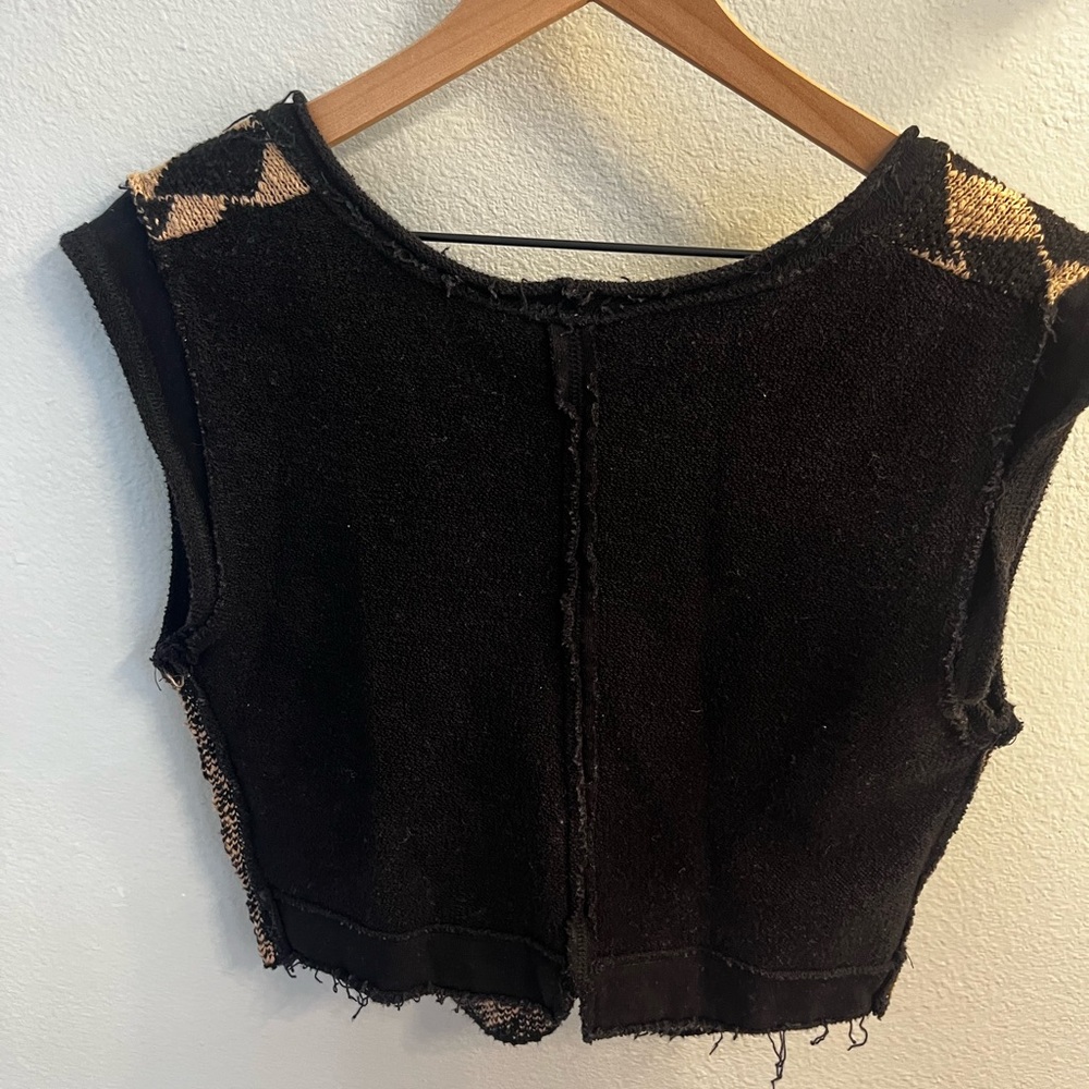 Free people Lola top checkered black and tan sweater vest - Picture 10 of 11